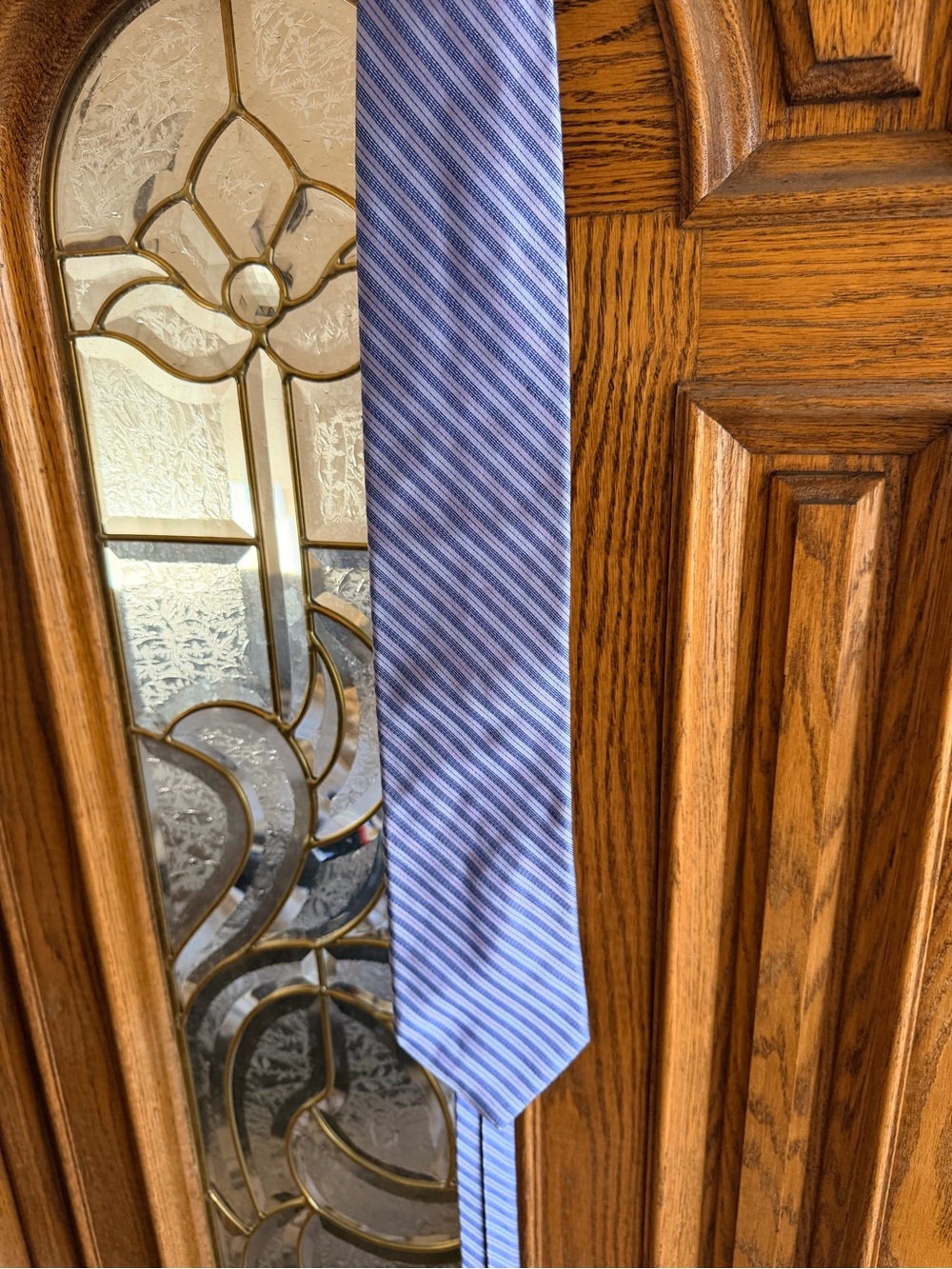 Ike Behar Light Blue and White Diagonal Stripe Tie